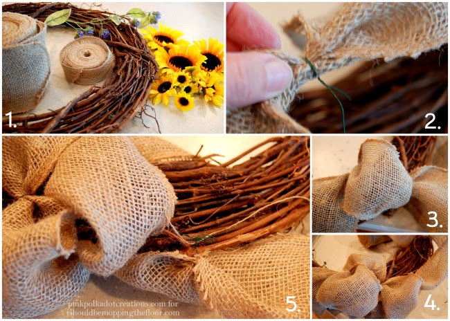 Burlap wreath tutorial/Pink Polka Dot Creations