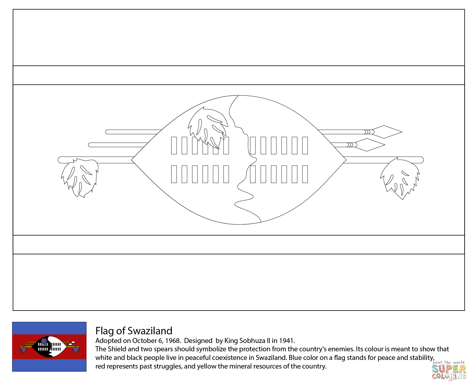 the Flag of Swaziland coloring pages to view printable version or color it online patible with iPad and Android tablets