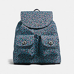 BACKPACK IN RANCH FLORAL PRINT NYLON - COACH f59434 - BLACK ANTIQUE NICKEL/MIST