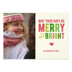 Merry and Bright Christmas/ Holiday Photo Card Cards