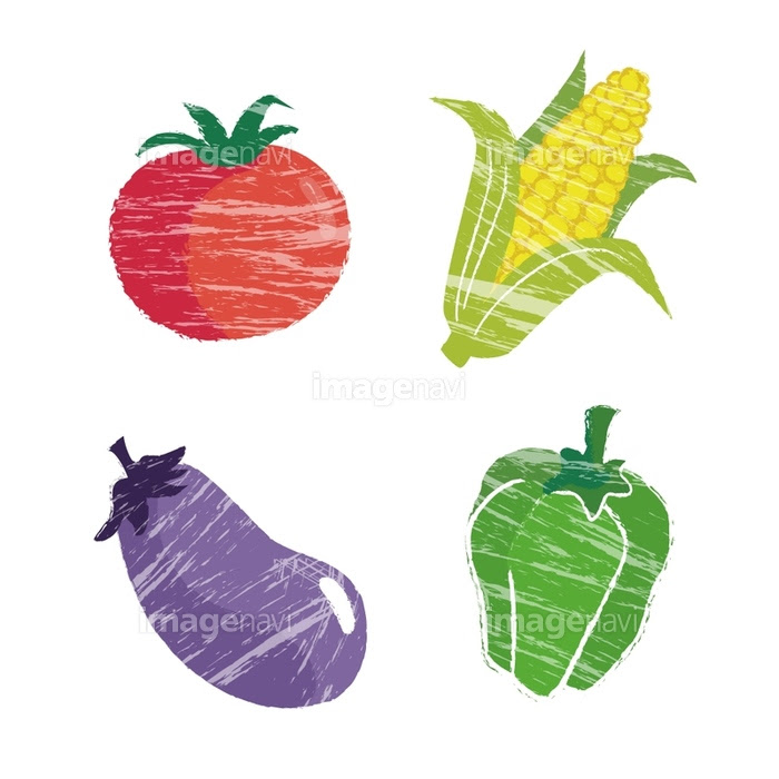 夏野菜イラストセット トマト なす トウモロコシ ピーマン の画像素材 イラスト素材ならイメージナビ