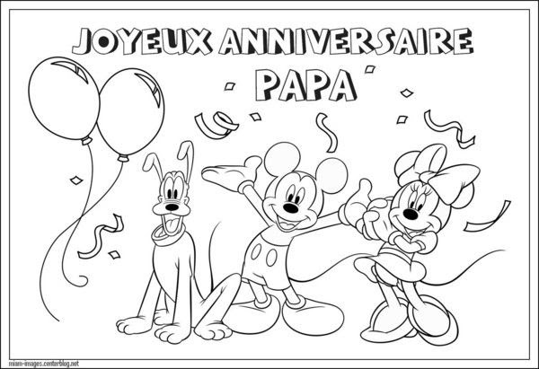 Coloriage Anniversaire Papa Mickey Coloring Page