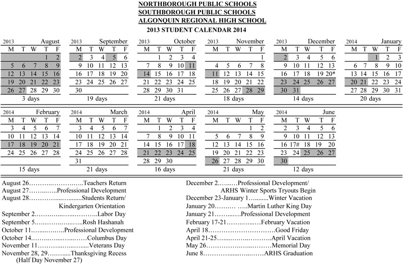 13 14 School Calendar Available