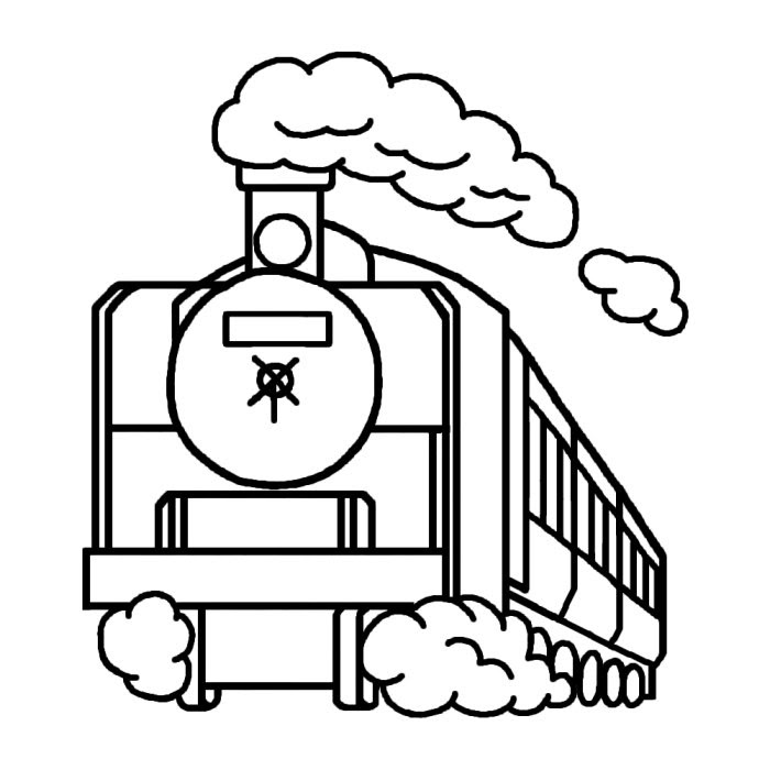 蒸気機関車 白黒 乗り物8 乗り物 建物 無料イラスト素材
