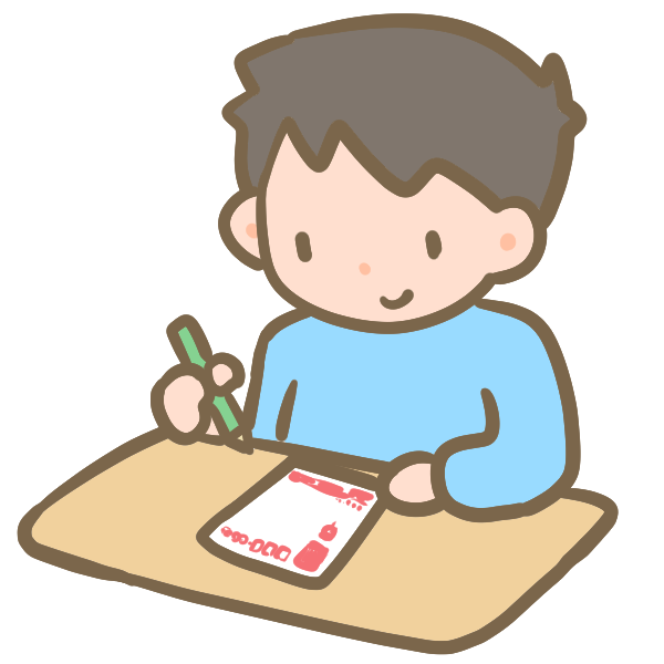 年賀状を書く男の子のイラスト かわいいフリー素材が無料のイラストレイン
