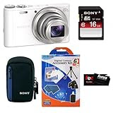 Sony DSC-WX300/W 18 MP Digital Camera with 20x Optical Image Stabilized Zoom and 3-Inch LCD Bundle with Sony 16GB SDHC Memory Card + Sony Camera Case+ Mirco Fiber Cleaning Cloth and Camera Accessory Kit
