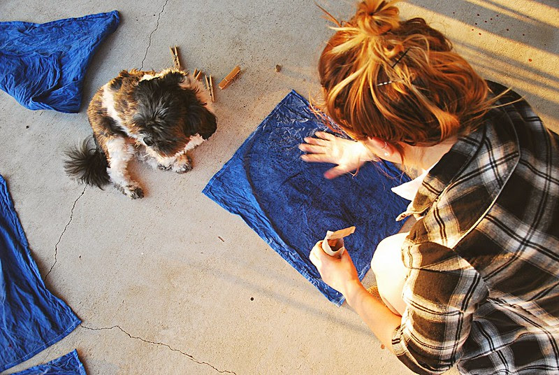 DIY indigo dye tea towels