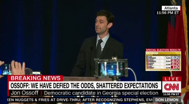 Are You Kidding Me? CNN's Don Lemon Compares Jon Ossoff to ... Jon ossoff will not clear that 50 percent plus one vote threshold he needed to avoid the runoff and this is an energized democratic party in a ruby red republican district and it's going to be a competitive battle for the next couple of.