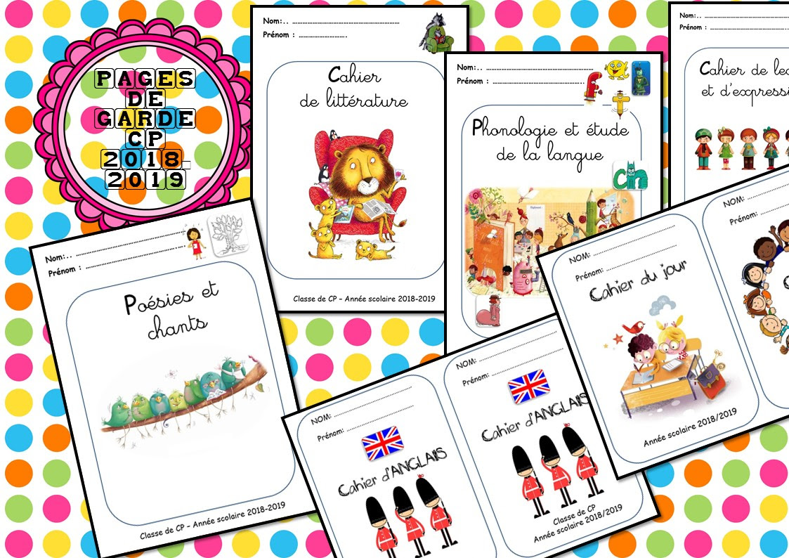 Mes Pages De Garde Cp Et Ce1 La Classe De Corinne