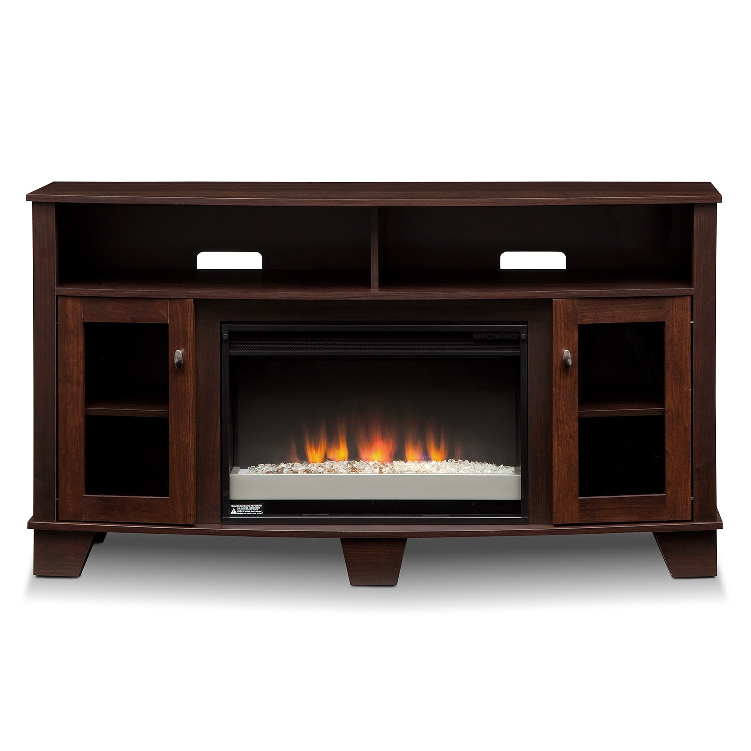 Vernon Fireplace TV Stand with Contemporary Insert  Dark Cherry  Furniture.com