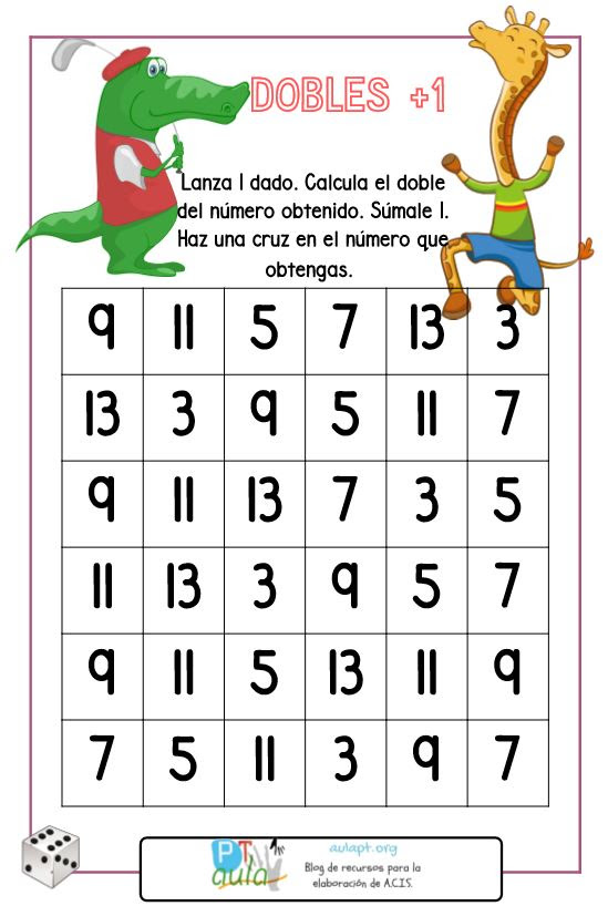 Juego de dobles y dobles +1. Reforzamos el cálculo mental ...