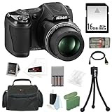 Nikon COOLPIX L820 16 MP Digital Camera with 30x Zoom + 4 AA Batteries with AC/DC Rapid Charger + 10pc Bundle 16GB Deluxe Accessory Kit