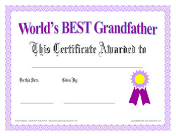 world's best grandfather certificate - father's day or any day