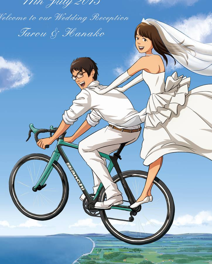 好きな自転車にのって空を飛ぶ アニメのウェルカムボード