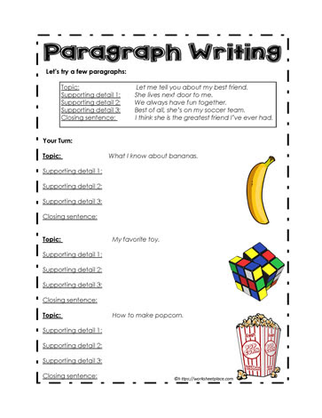 Worksheetplace.com: Paragraph Writing Lesson