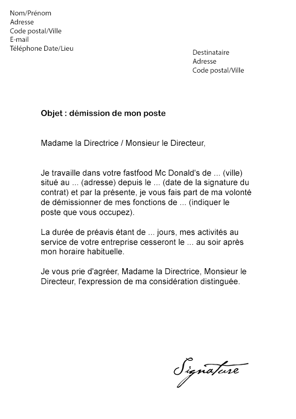 Cv type mcdo - CV Anonyme