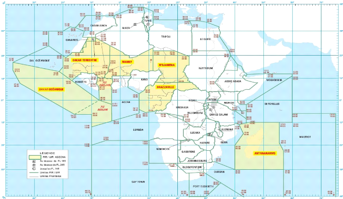 ASECNA's 6 Flight Information Regions