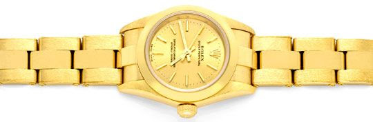 Foto 1, ROLEX GELBGOLD DAMEN-ARMBANDUHR OYSTER PERPETUAL TOPUHR, U1293
