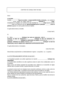 Exemple de lettre gratuit de Modèle contrat consultant en 