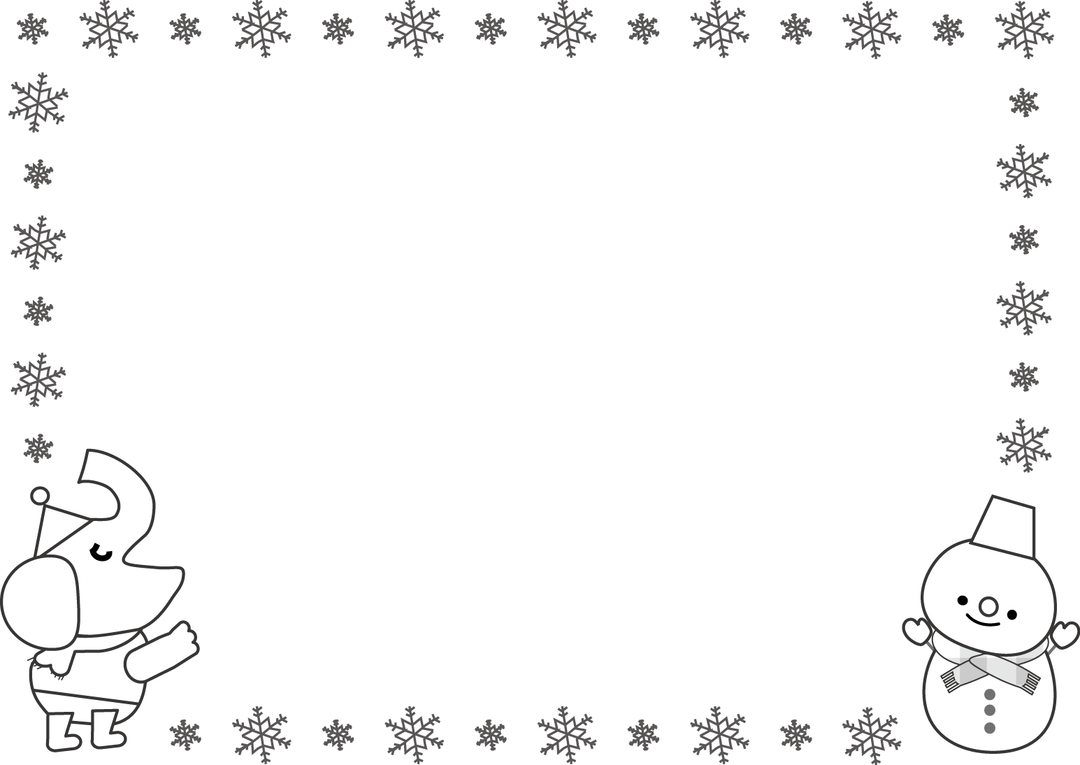 飾り枠 ライン 無料イラスト素材 冬