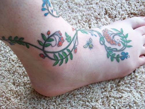 Rowan Indigo tattoo color side. Designed by fantasy artist Meredith Dillman.