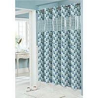 Focus Electrics Hookless Mosaic Shower Curtain w/Window Excellent Performance High Quality
