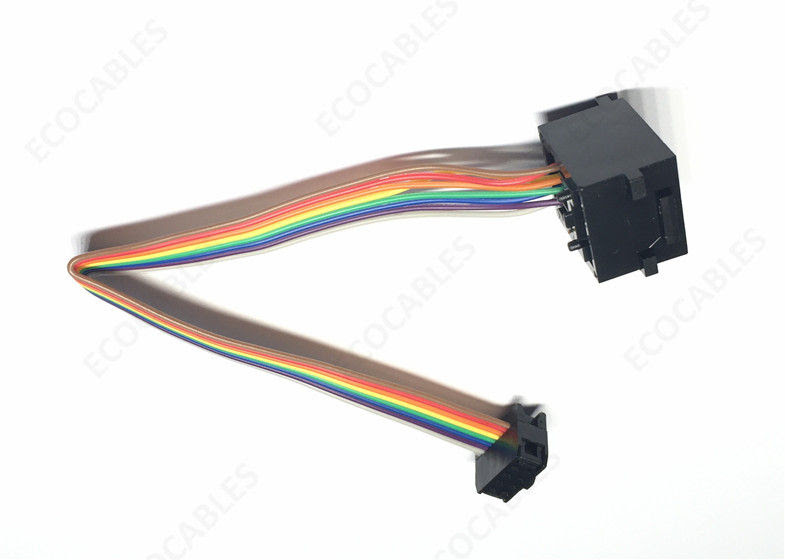 Ethernet 13 Rainbow Ribbon Cable With Black Rj45 Connector Ul2651 28awg