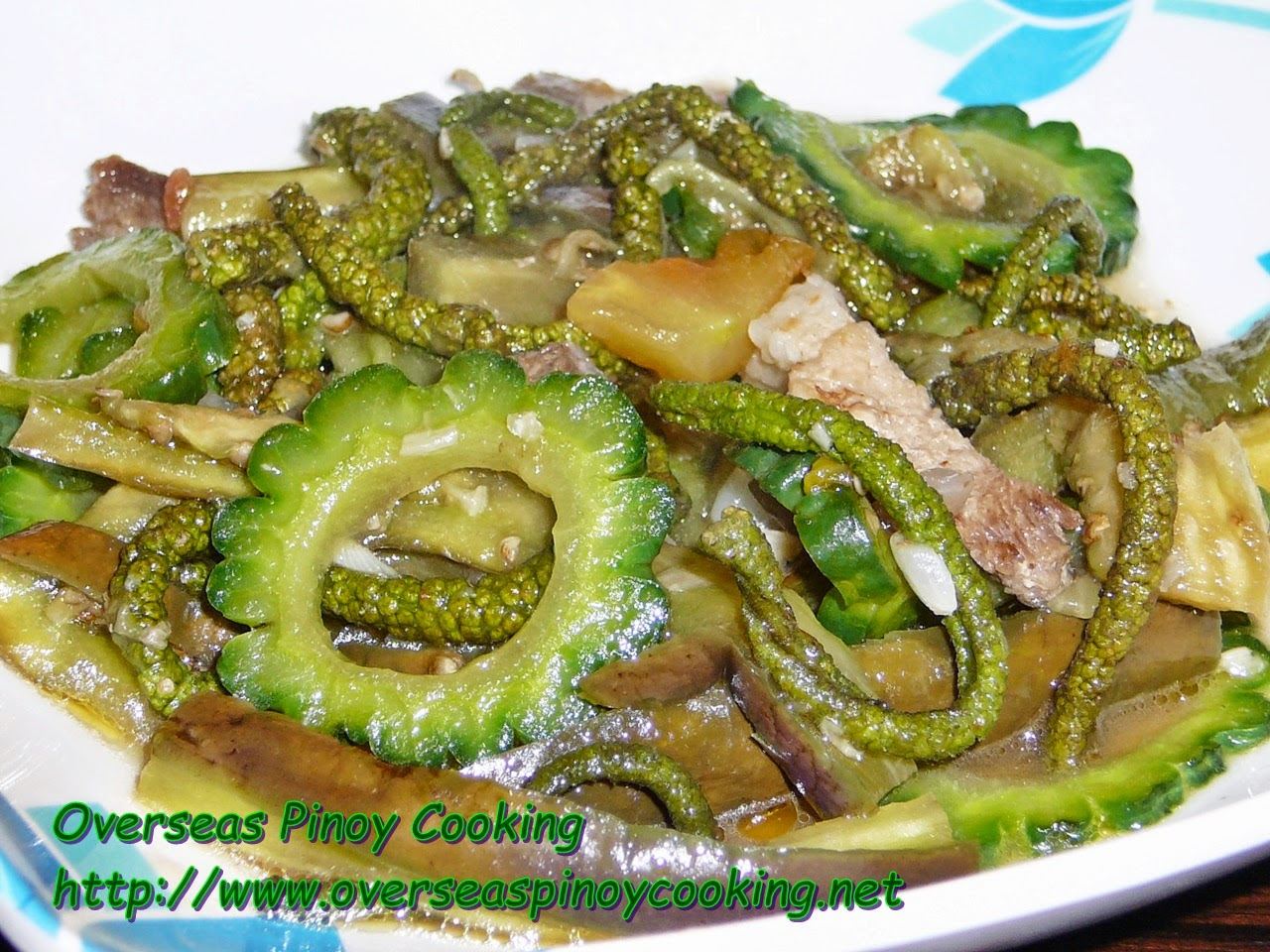Ginisang Alukon with Bitter Gourd at Eggplant