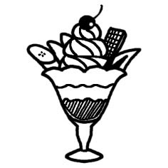 パフェ スイーツ 料理 ミニカット 無料 白黒イラスト素材