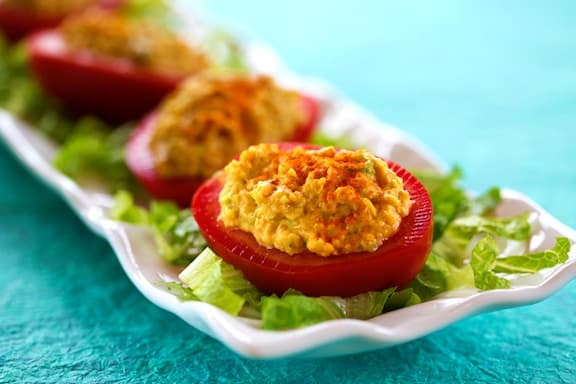 Deviled eggless tomatoes