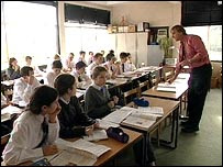 Teacher in front of class