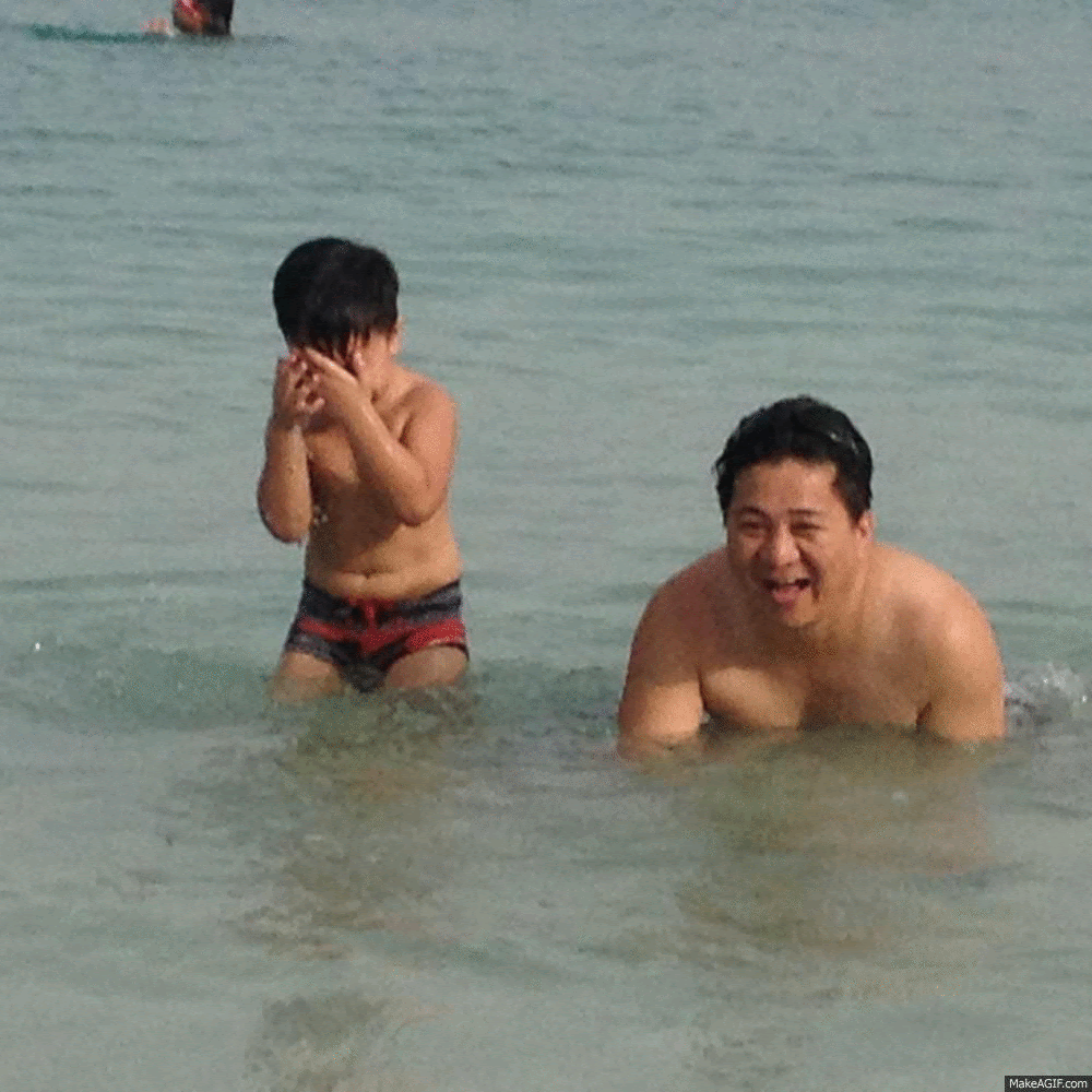 dad and prince at the beach jbr on Make A Gif