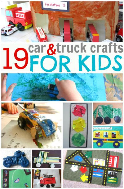 Awesome round up of car and truck crafts for kids.