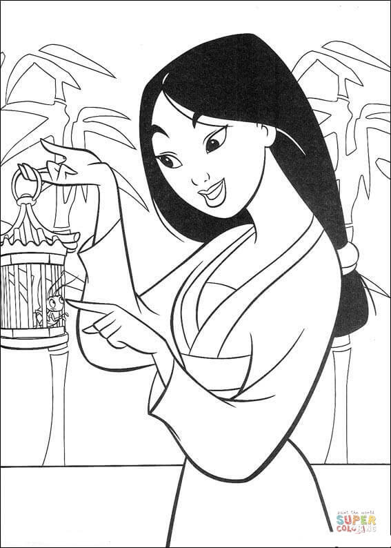 虫と話すファ ムーラン ぬりえ