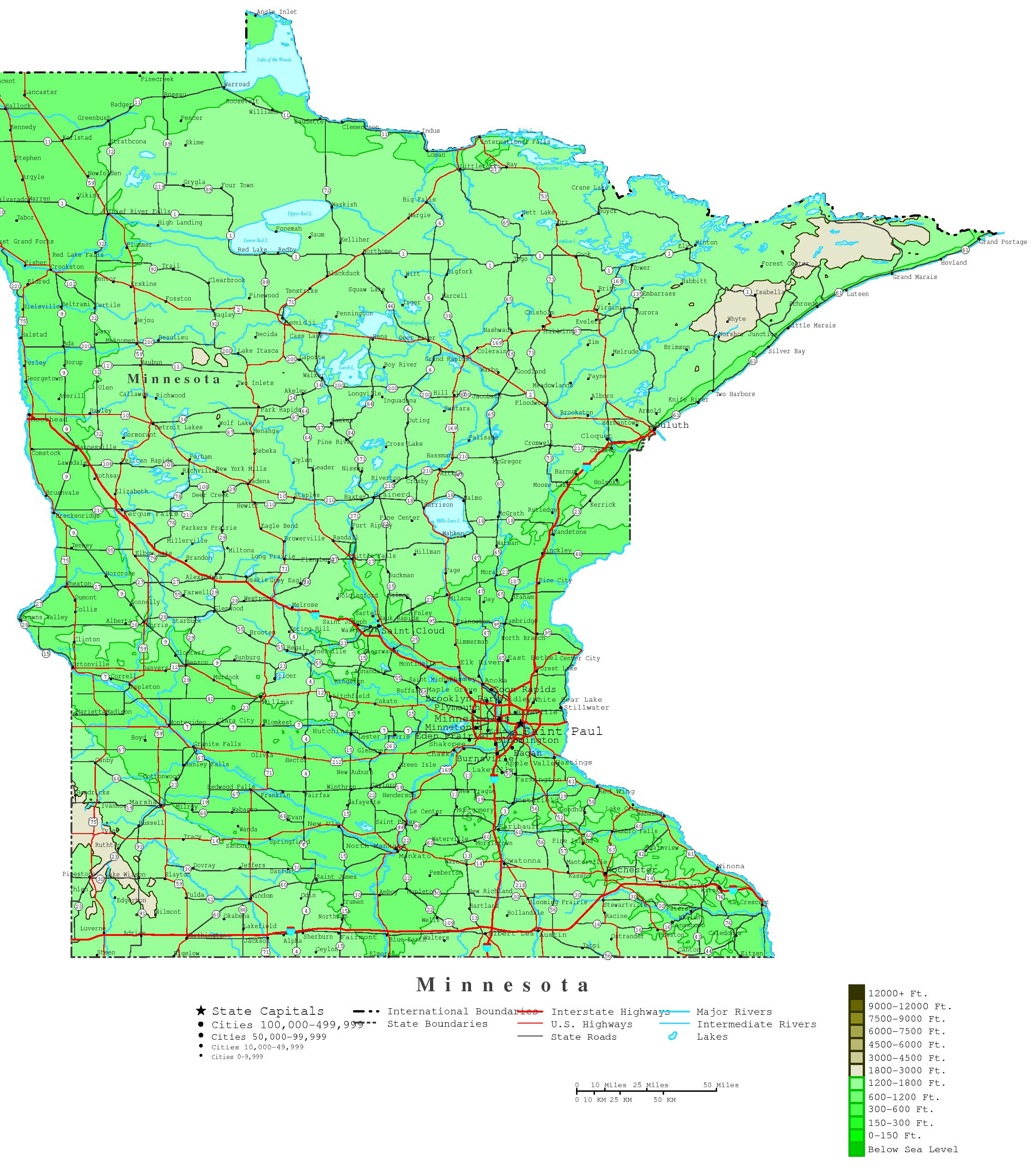 Minnesota Contour Map