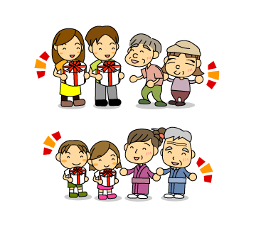 フリー素材 家族の笑顔が楽しい雰囲気の敬老の日のイラスト素材