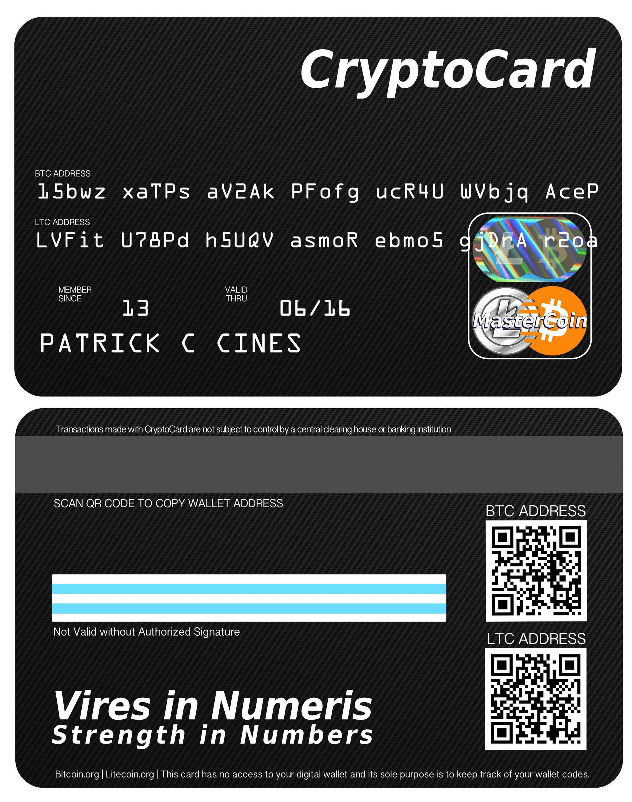 Kickstarter Cryptocard By Mastercoin A Physical Wallet Card For - 