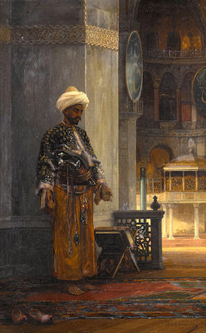 Stanislaus von Chlebowski (Polish, 1835-1884) The prayer 17 3/4 x 11 1/2in (45 x 29.5cm)