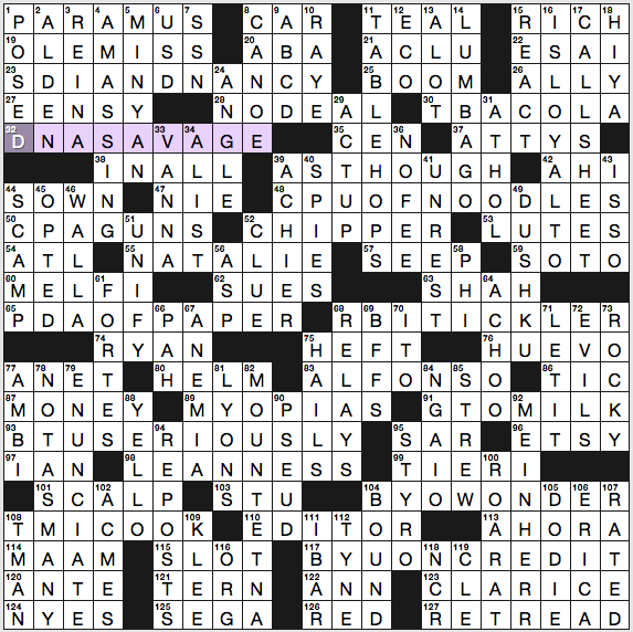 Sunday, January 24, 2016 | Diary of a Crossword Fiend