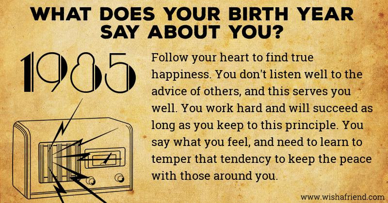 What does your Birth year say about you? - Born in 1985