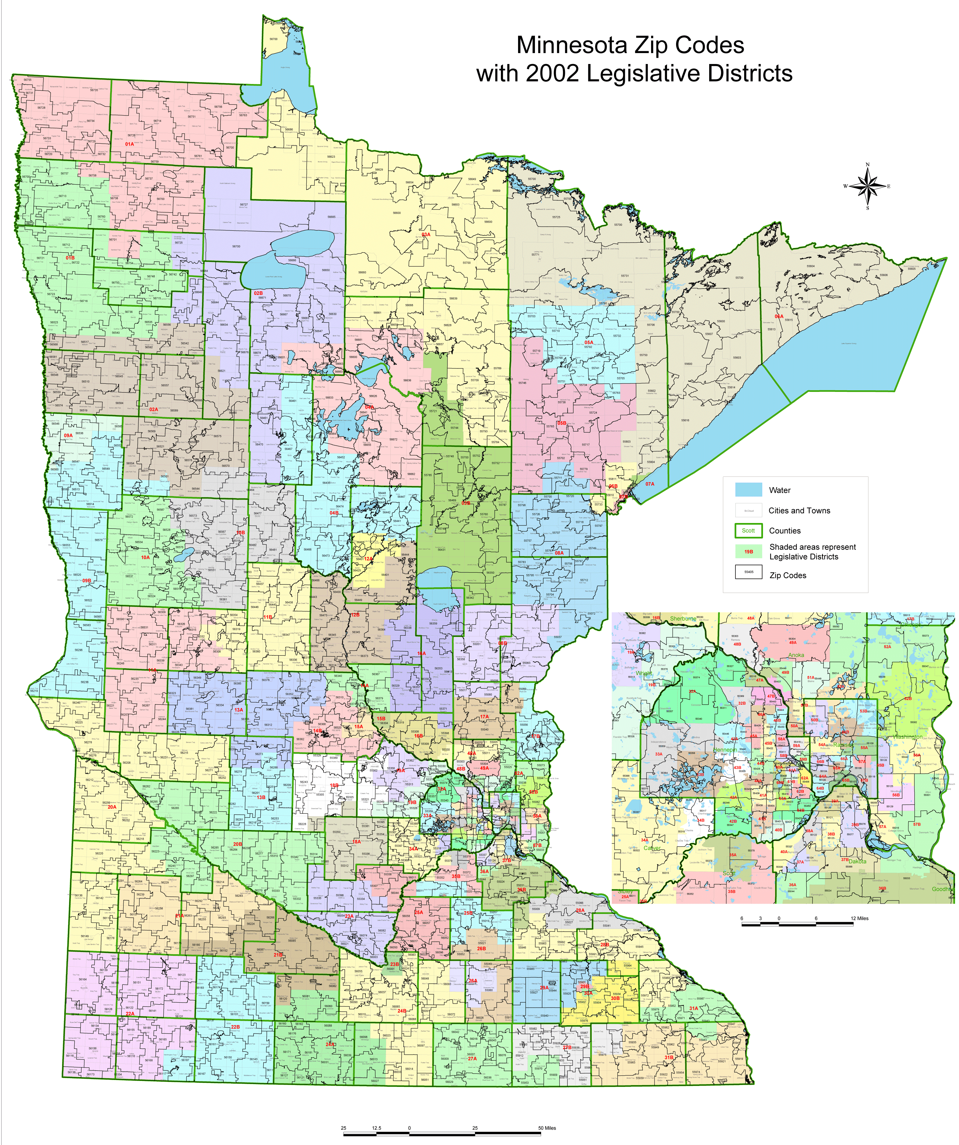 Twin Cities Zip Code Map Minnesota Zip Code Map • Mapsof.net