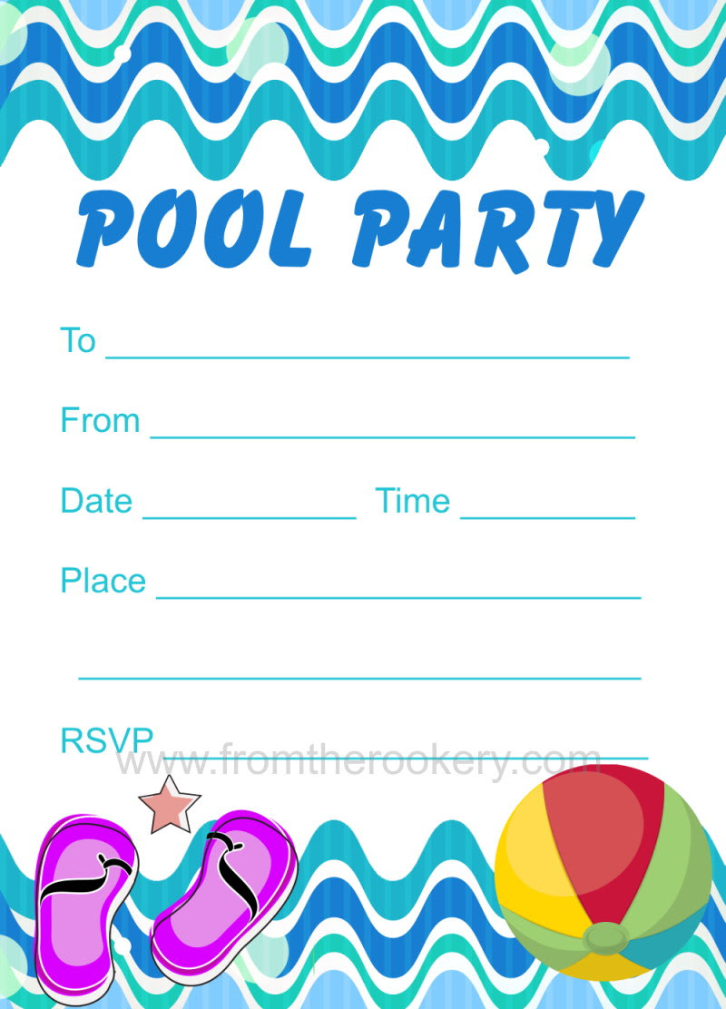 Printable Pool Party Invitation 