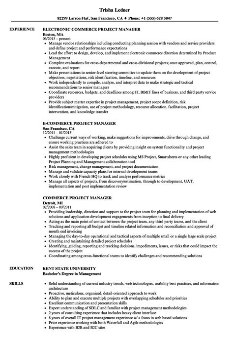 commerce project manager resume samples velvet jobs