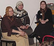 Muslim Turkish women in eastern Turkey wearing headscarves. This style is common in Syria and Lebanon.