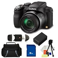 Panasonic Lumix DMC-FZ60K 16.1 MP Digital Camera with 24x Optical Zoom - Black. Includes: 8GB Memory Card, High Speed Memory Card Reader, Extended Life Replacememnt Battery, Table Top Tripod, LCD Screen Protectors, Cleaning Kit & Carrying Case