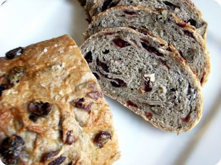 cranb bread sliced