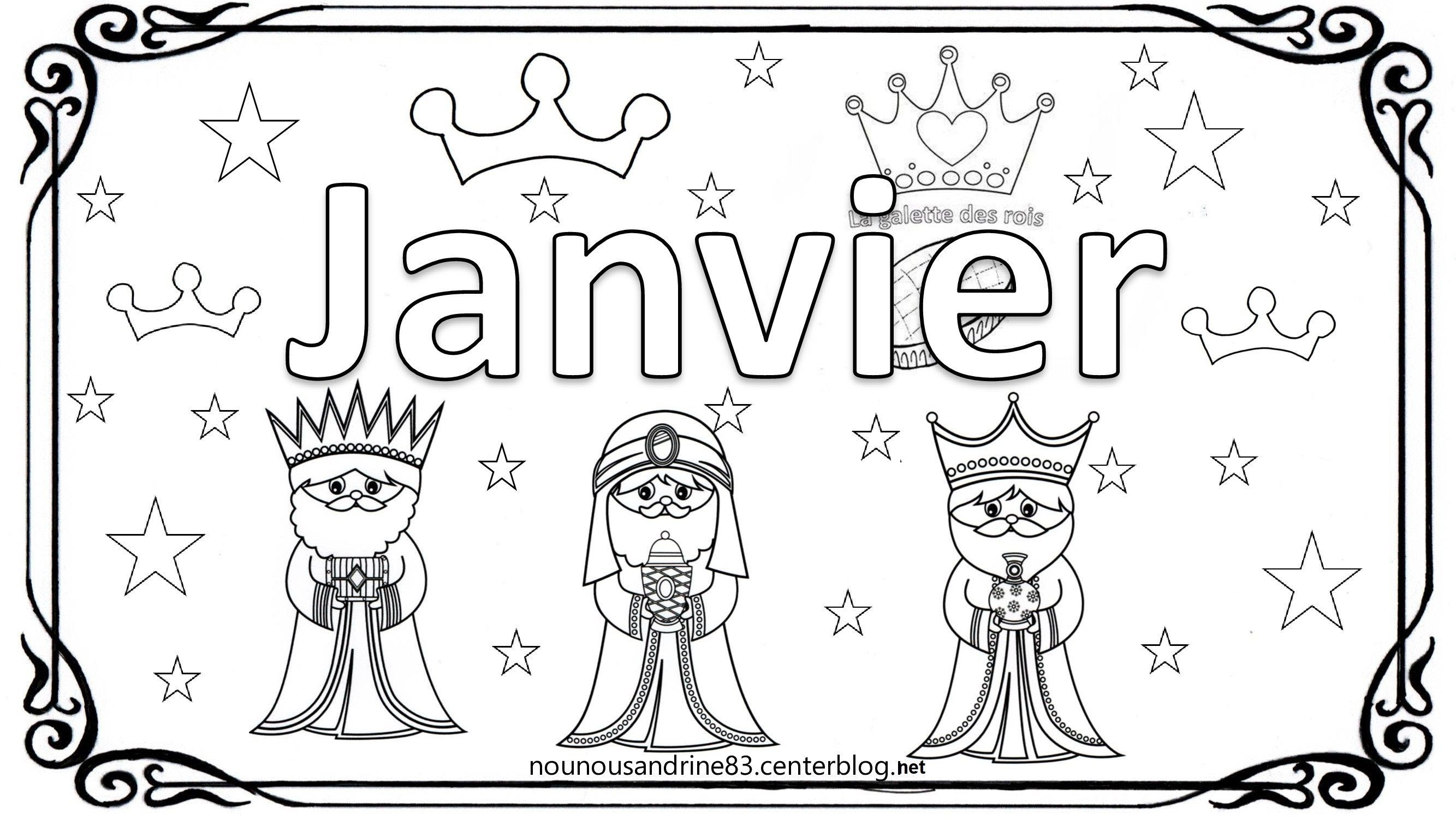 Janvier à colorier gommettes