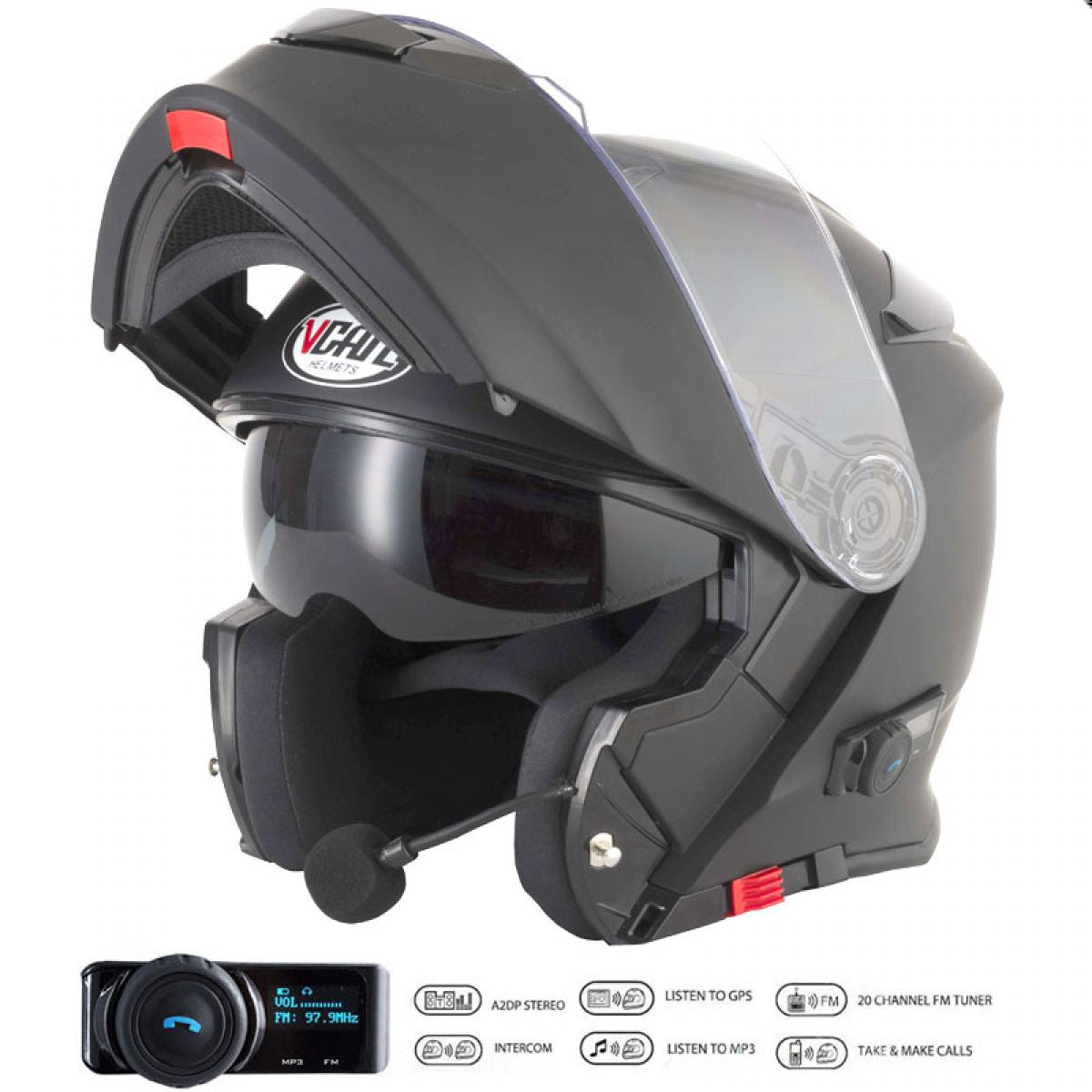VCAN V271 flip front motorcycle helmet with integrated Bluetooth Comms