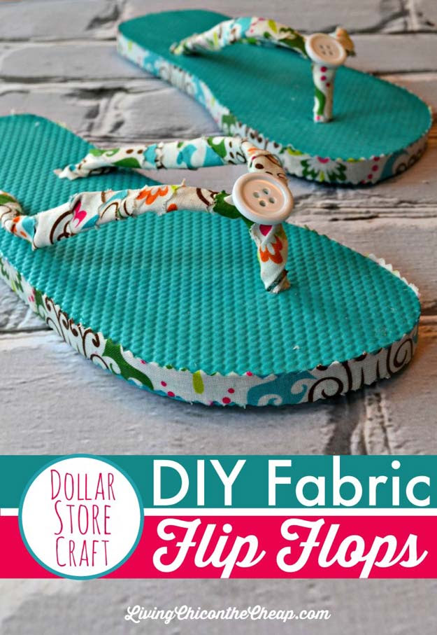 Fun Dollar Store Crafts for Teens - DIY Fabric Flip Flops - Cheap and Easy DIY Ideas for Teenagers to Make for Dollar Stores - Inexpensive Gifts and Room Decor for Tweens, Boys and Girls - Awesome Step by Step Tutorials with Instructions for Cool DIY Projects http://diyprojectsforteens.com/dollar-store-crafts-teens
