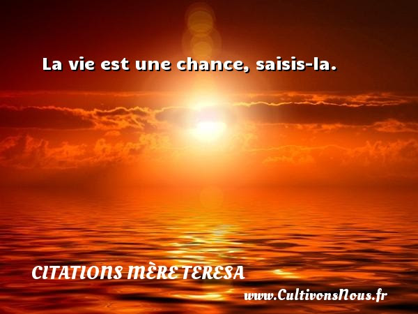 La Vie Est Une Chance Saisis La Une Citation De Mere Teresa